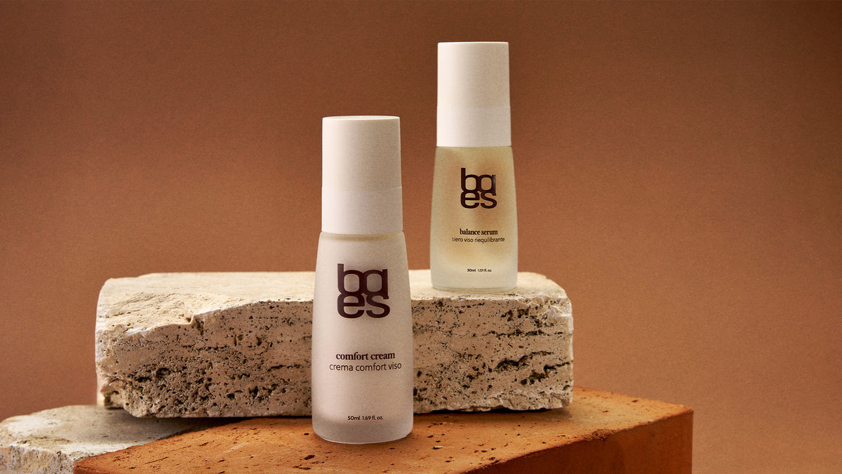 The Comfort Cream e The Balance Serum baes su pietra naturale