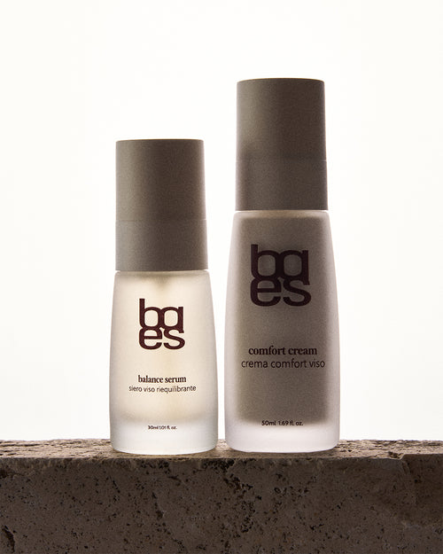 Routine viso baes con The Balance Serum e The Comfort Cream