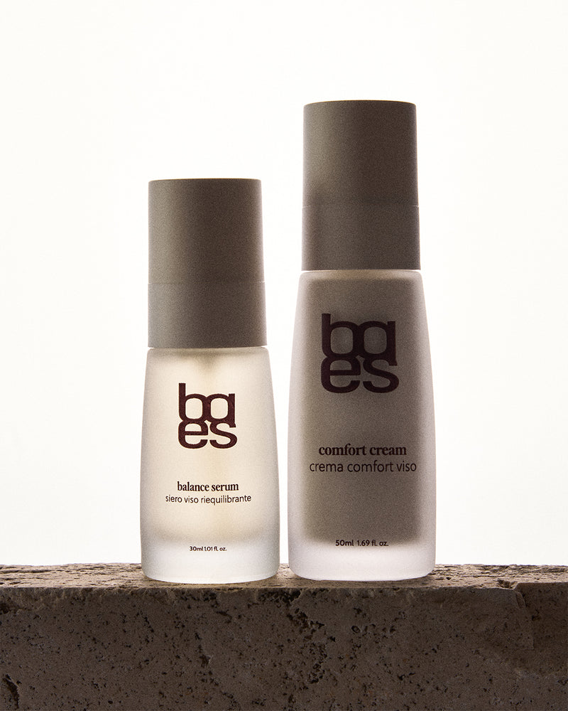 Routine viso baes con The Balance Serum e The Comfort Cream